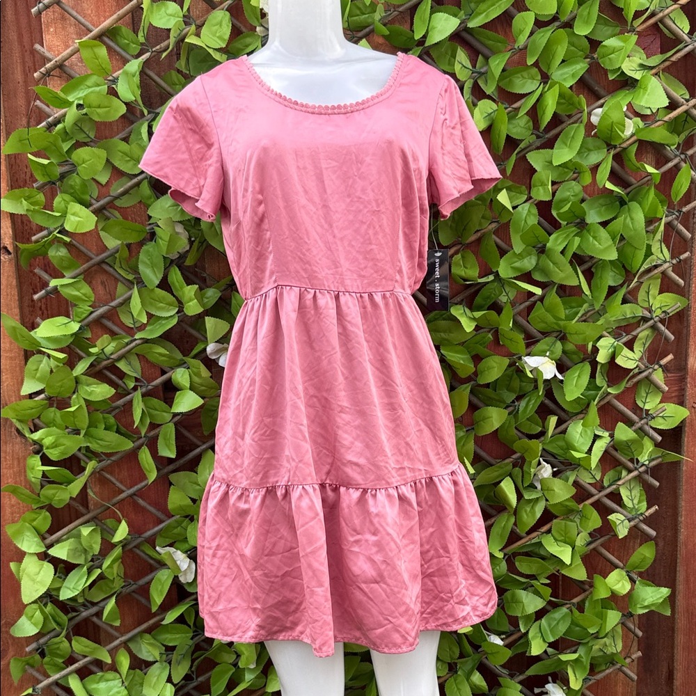 Sweet Storm Pink Tiered Dress Size S